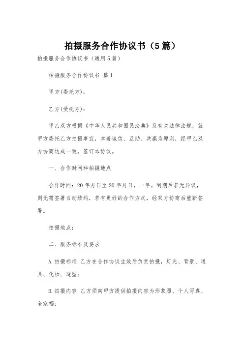 拍摄服务合作协议书(5篇)