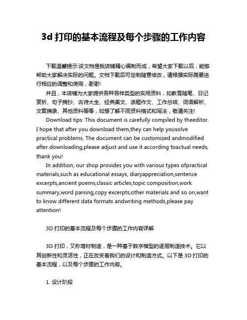 3d打印的基本流程及每个步骤的工作内容