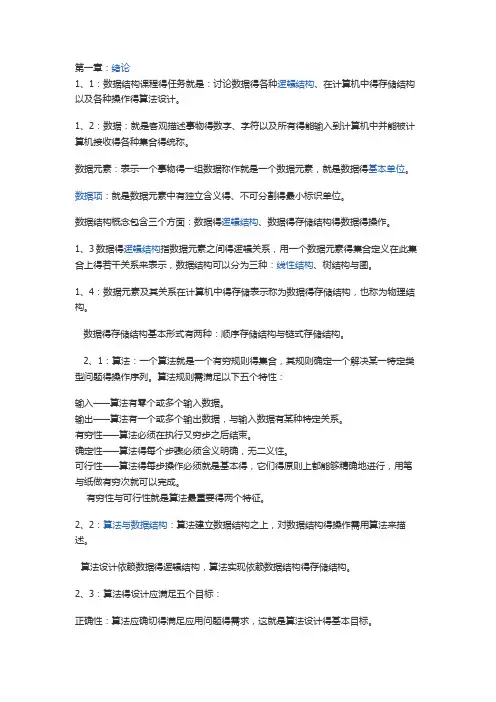 数据结构(C语言)考试重点必背