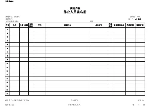 作业人员花名册纸质版