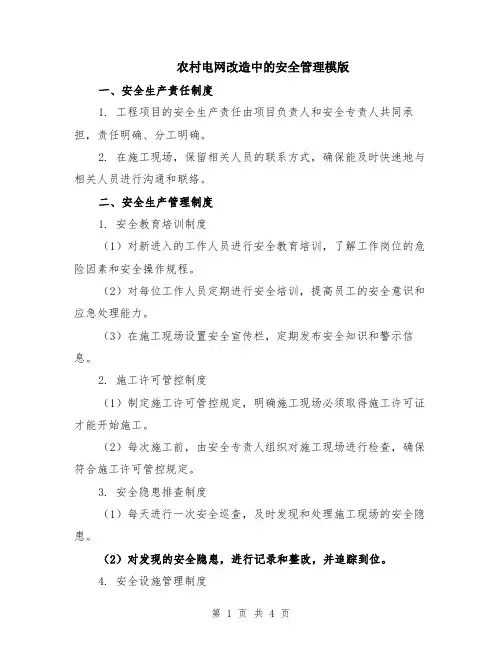 农村电网改造中的安全管理模版