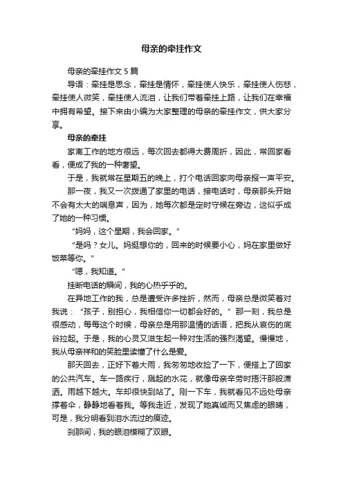 母亲的牵挂作文