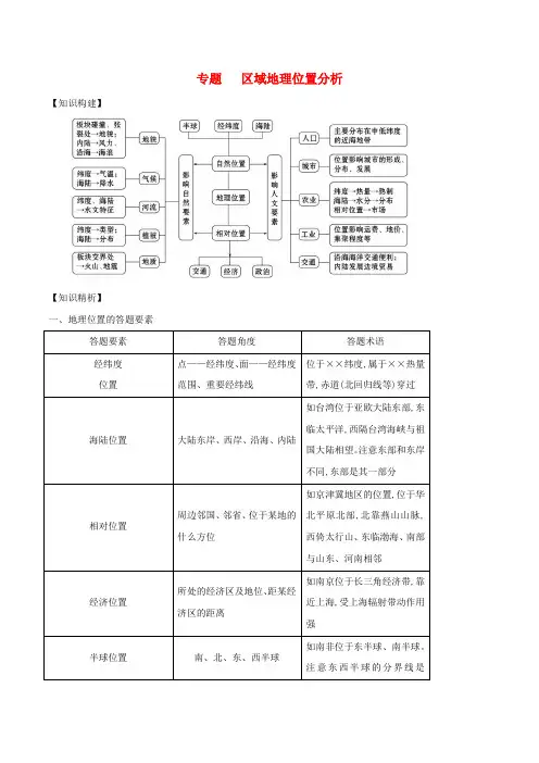2019高考地理二轮复习微专题要素探究与设计 专题1.2 区域地理位置分析学案