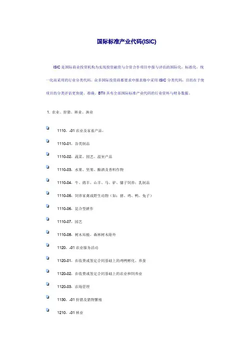 国标产业代码要点