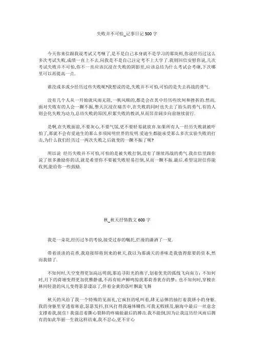 高中作文：失败并不可怕_记事日记500字