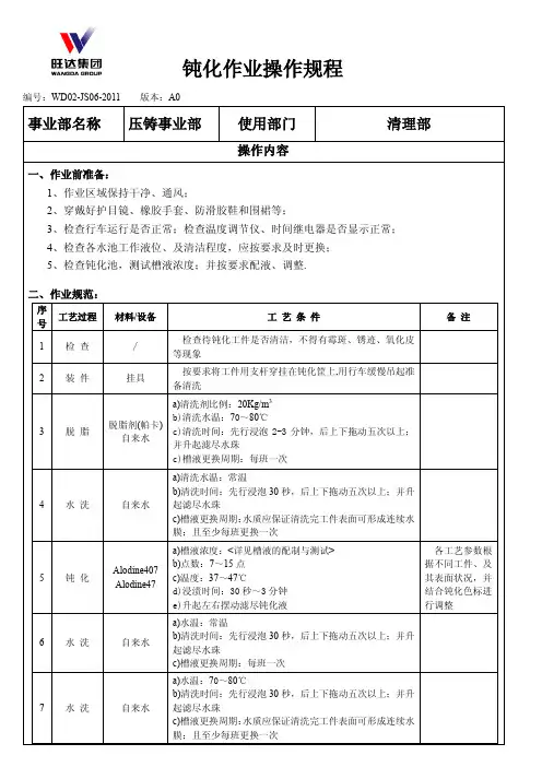 钝化操作规程
