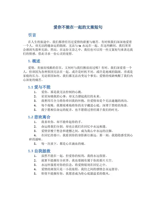 爱你不能在一起的文案短句