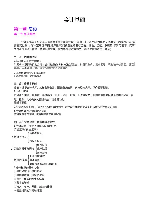 会计基础复习重点归纳