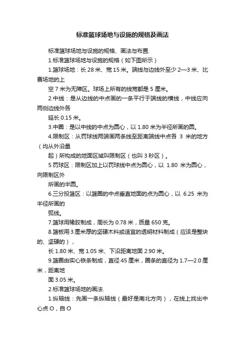 标准篮球场地与设施的规格及画法