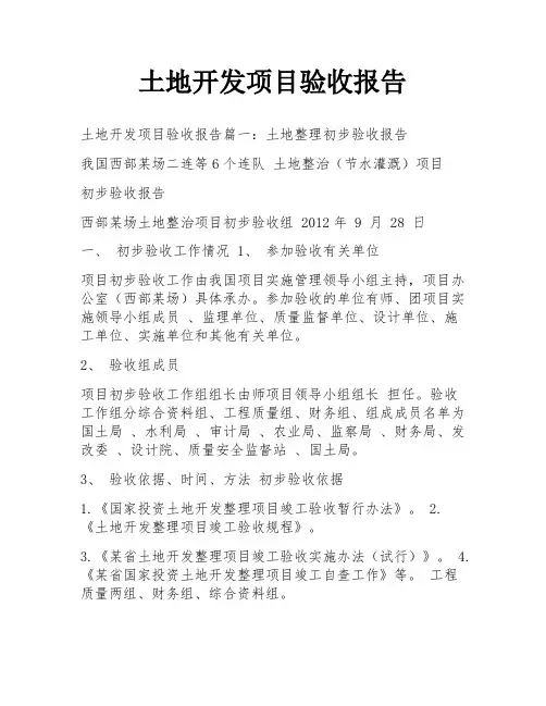 土地开发项目验收报告