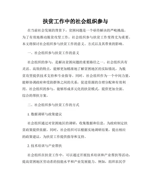 扶贫工作中的社会组织参与