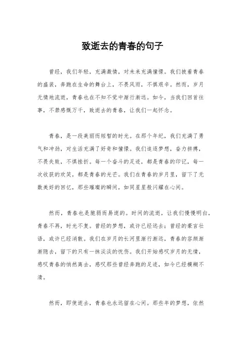 致逝去的青春的句子