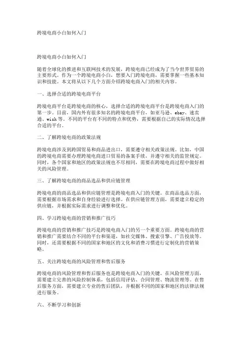 跨境电商小白如何入门