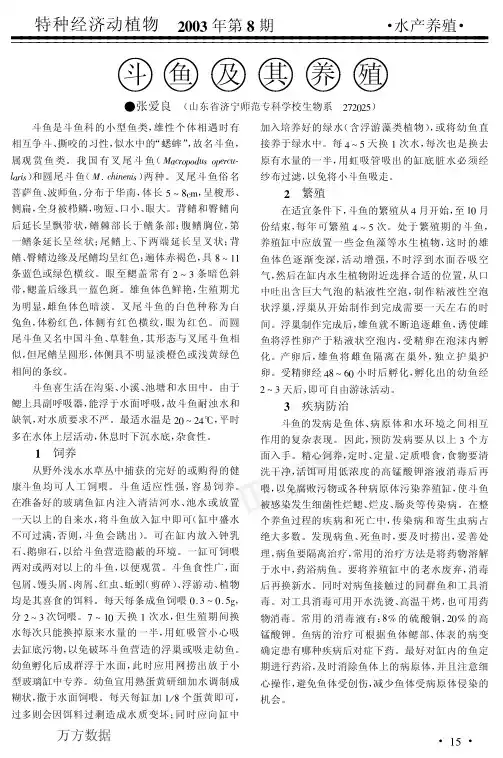 斗鱼及其养殖