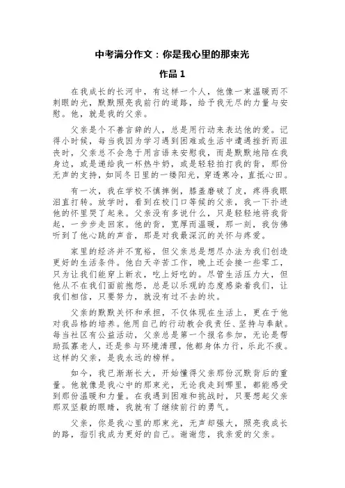 中考满分作文：你是我心里的那束光(精选五篇)