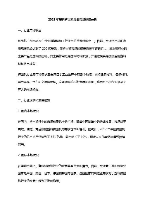 2023年塑料挤出机行业市场环境分析