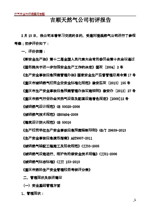 燃气安全评价