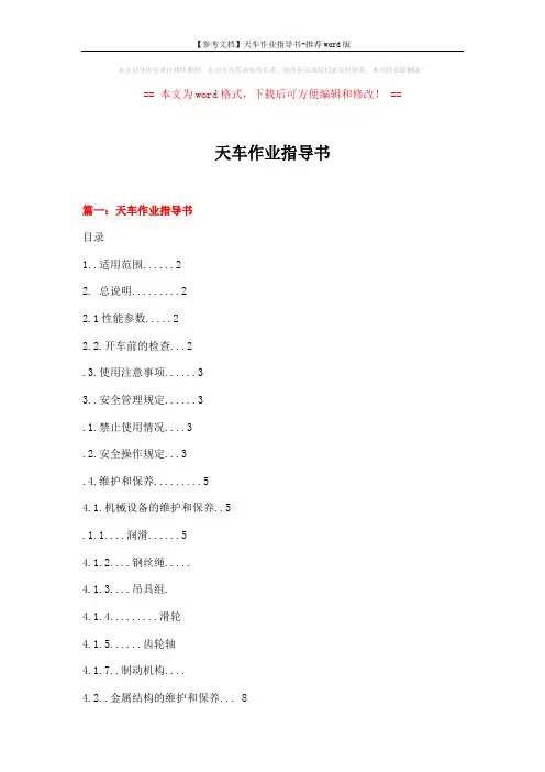 【参考文档】天车作业指导书-推荐word版 (17页)