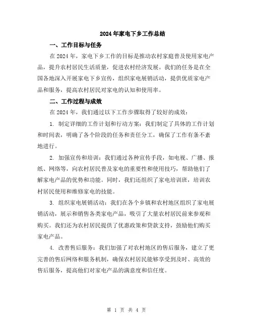 2024年家电下乡工作总结