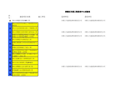 在建项目名称及编号