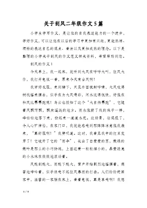关于刮风二年级作文5篇