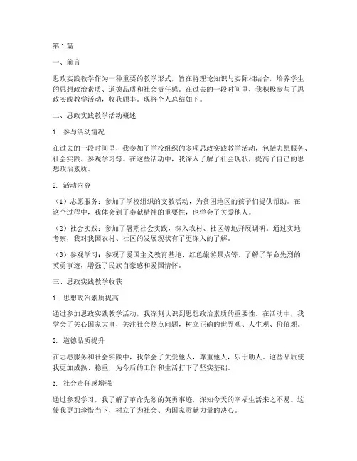 思政实践教学个人总结(3篇)