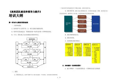 高效团队建设与领导力提升培训大纲