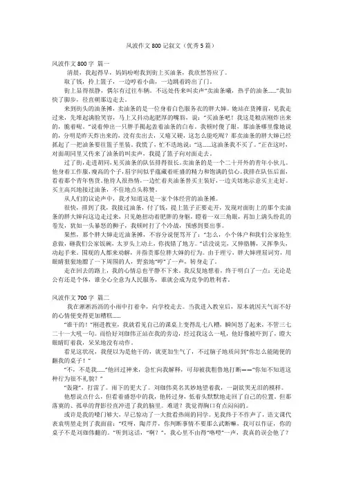 风波作文800记叙文(优秀5篇)