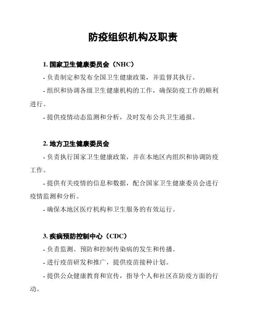防疫组织机构及职责