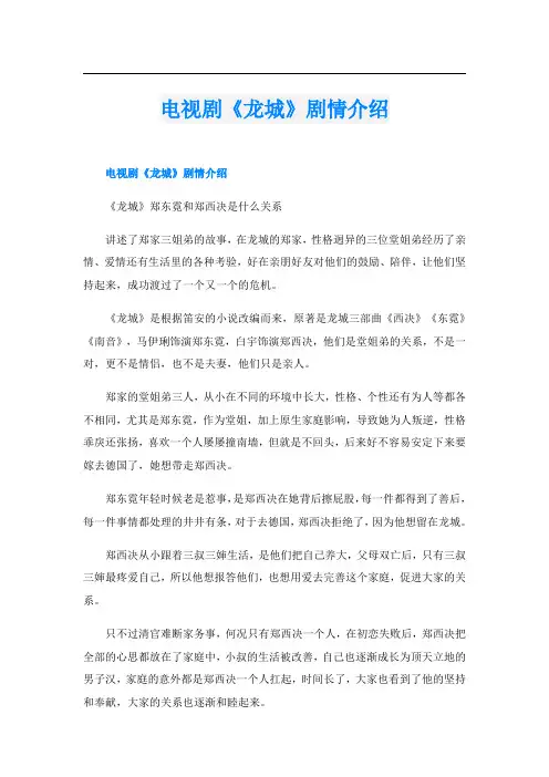 电视剧《龙城》剧情介绍