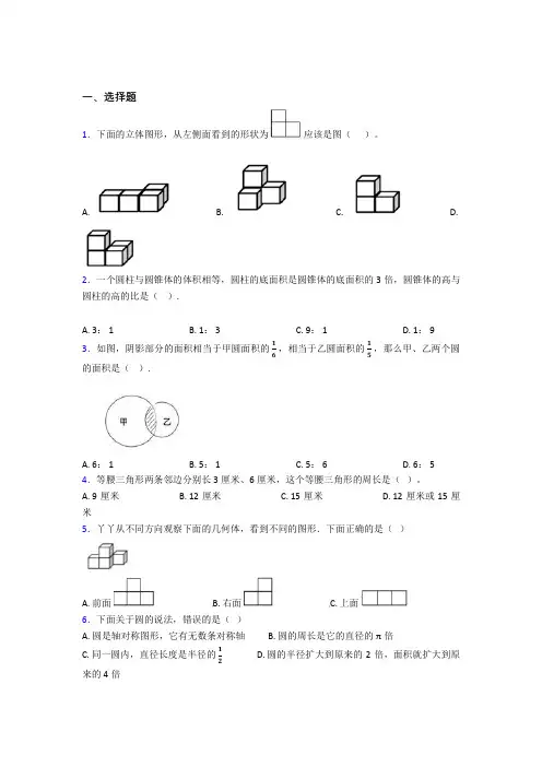 (必考题)小升初数学试卷经典练习(答案解析) (2)