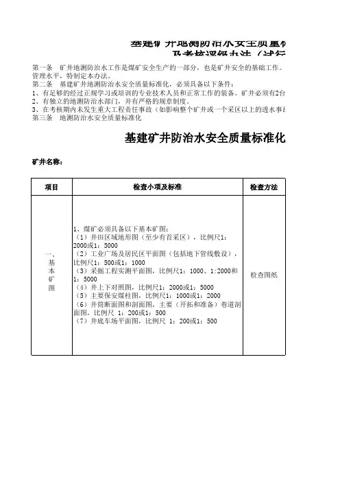 基建矿井地测防治水标准