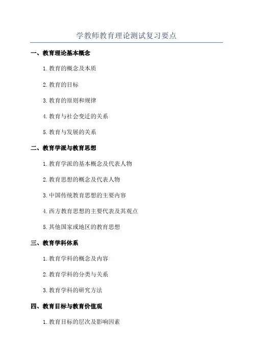 学教师教育理论测试复习要点