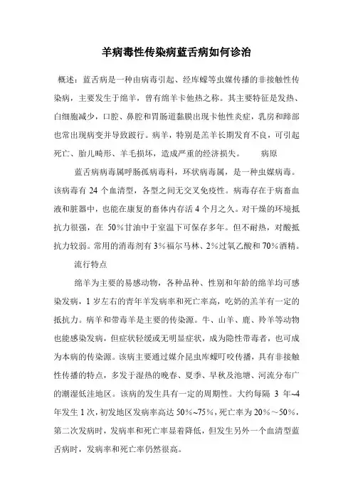羊病毒性传染病蓝舌病如何诊治.doc