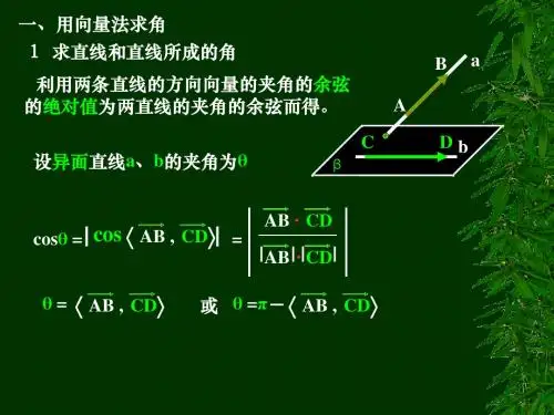 向量法求异面直线的夹角、线面角和二面角的平面角及距离