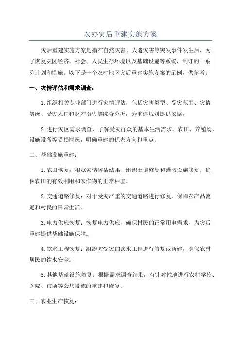 农办灾后重建实施方案