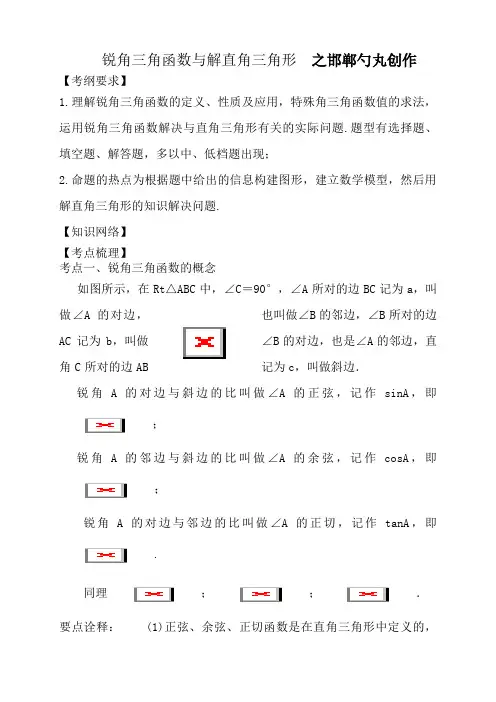 九年级数学锐角三角函数(学生讲义)