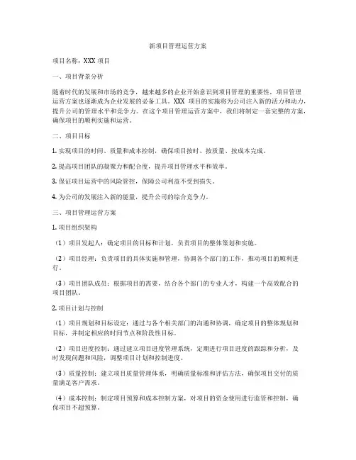 新项目管理运营方案