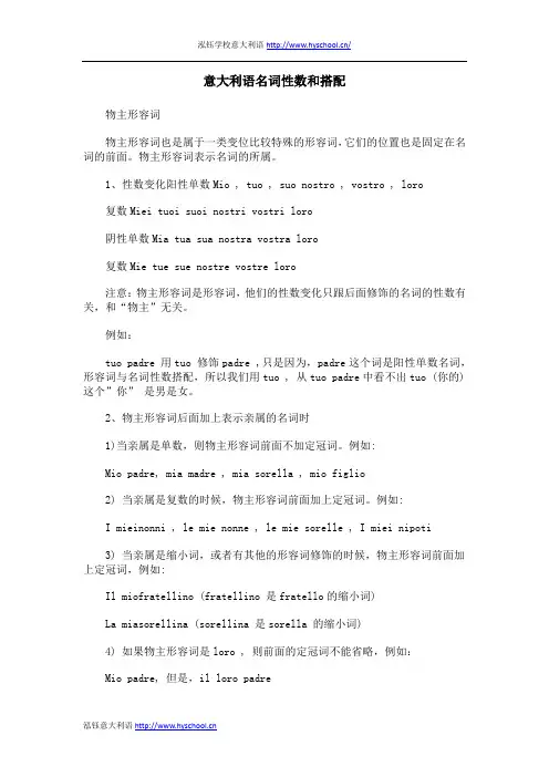 意大利语名词性数和搭配