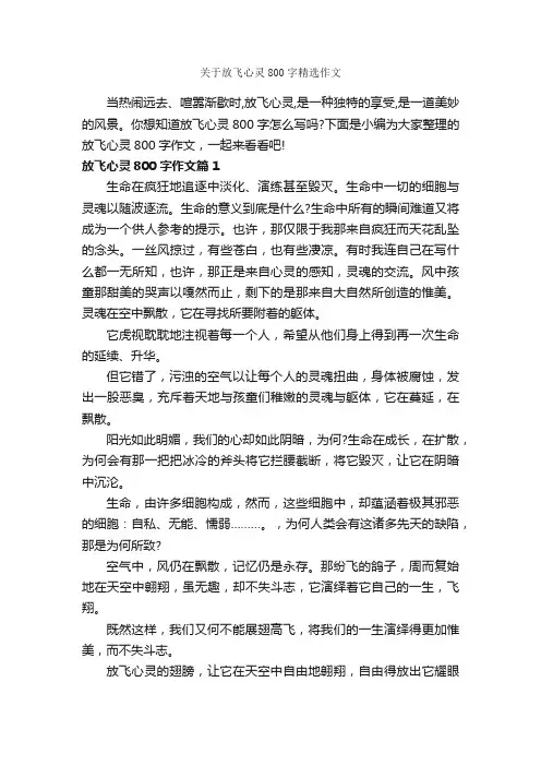 关于放飞心灵800字精选作文_议论文范文_