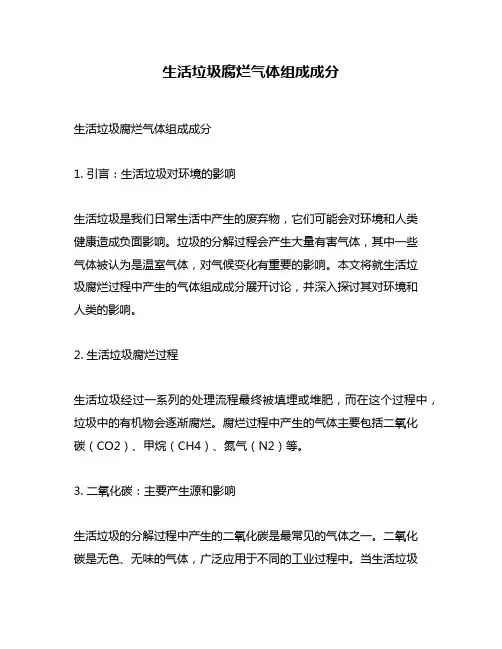 生活垃圾腐烂气体组成成分