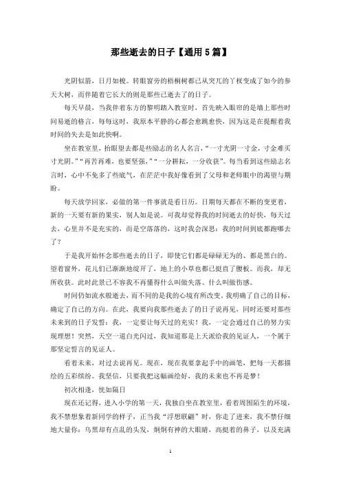 精选那些逝去的日子【通用5篇】