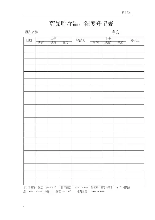 温湿度登记表