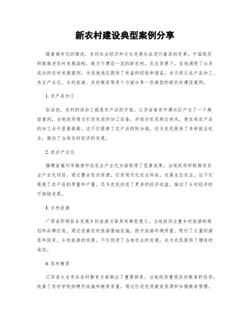 新农村建设典型案例分享