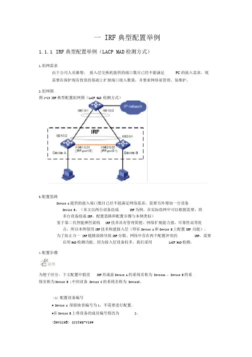 H3CIRF堆叠典型配置举例