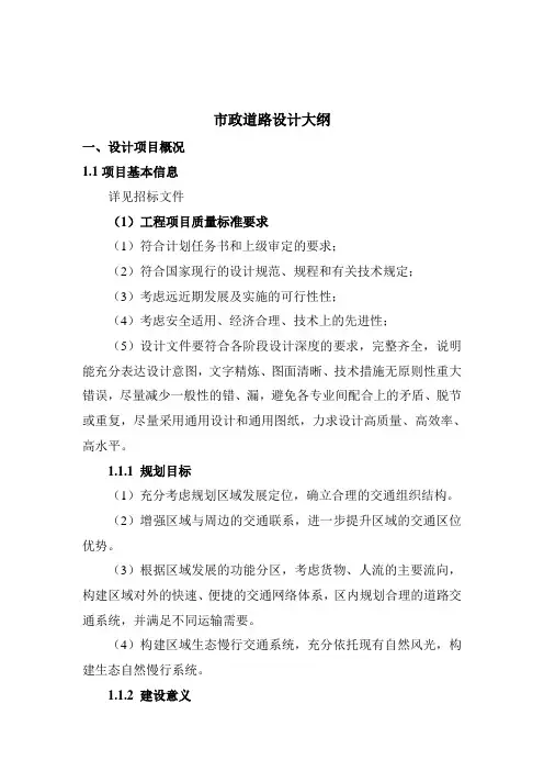 市政道路设计大纲(投标方案)