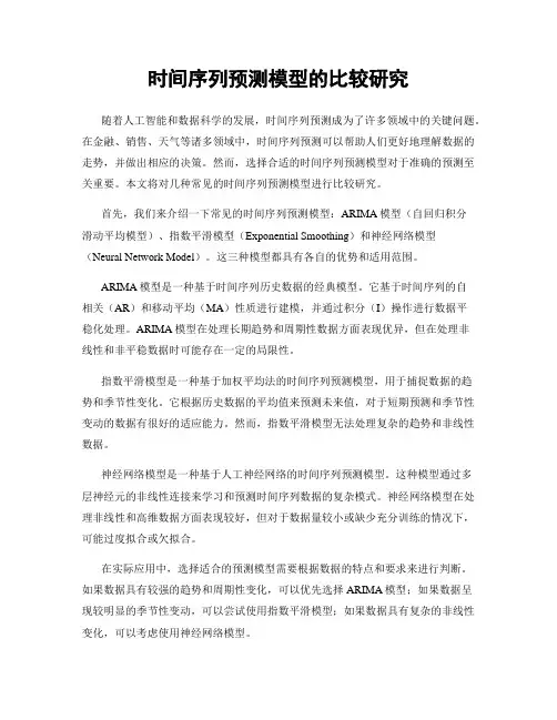 时间序列预测模型的比较研究