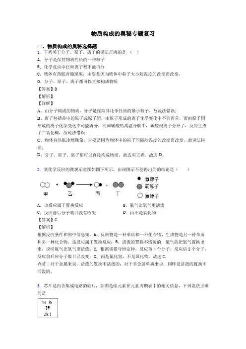 物质构成的奥秘专题复习