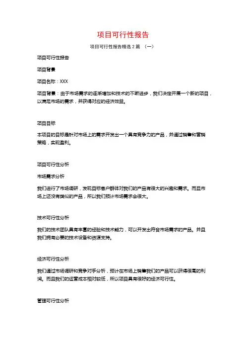 项目可行性报告2篇