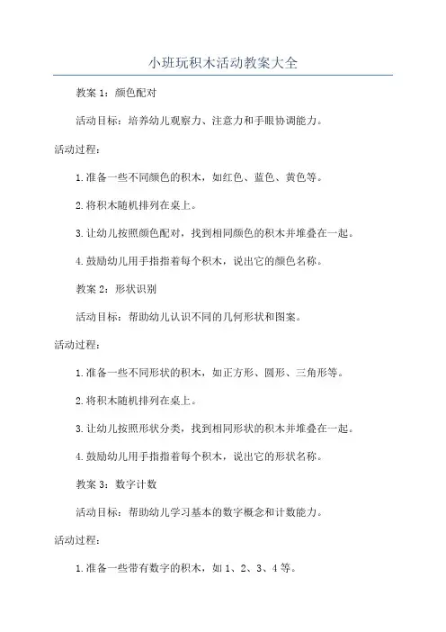 小班玩积木活动教案大全